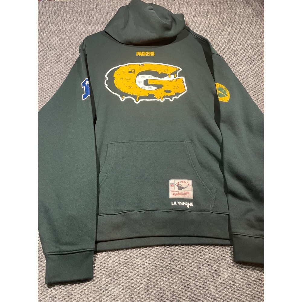 Mitchell & Ness Lil Wayne Green Bay Packers Carter VI Hoodie Green Large  nwt